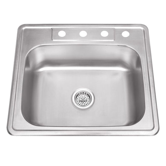 25" Single-Basin Drop-In Kitchen Sink in Brushed Stainless Steel (25" x 22" x 8.25")