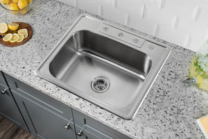 25' Single-Basin Drop-In Kitchen Sink in Brushed Stainless Steel (25' x 22' x 8.25')