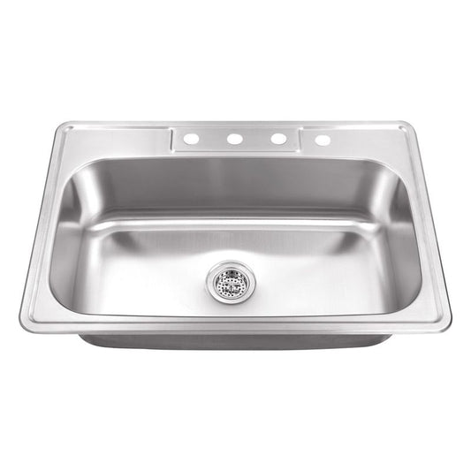 33" Single-Basin Drop-In Kitchen Sink in Brushed Stainless Steel (33" x 22" x 8.63")