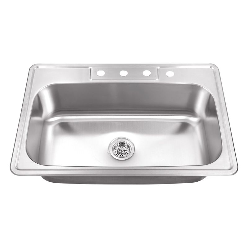 33' Single-Basin Drop-In Kitchen Sink in Brushed Stainless Steel (33' x 22' x 8.63')