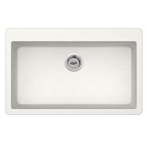 33' Quartz Single-Basin Dual-Mount Kitchen Sink in Alpine White (33' x 20.86' x 9.44')
