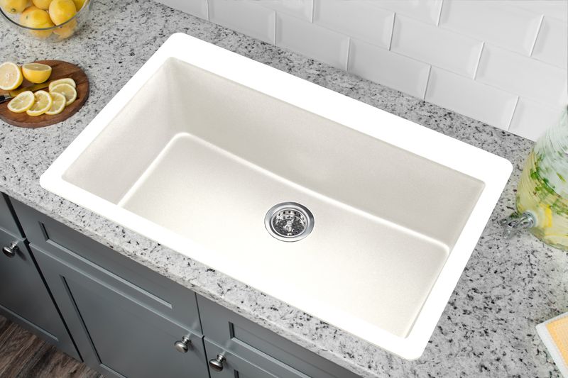 33' Quartz Single-Basin Dual-Mount Kitchen Sink in Alpine White (33' x 20.86' x 9.44')