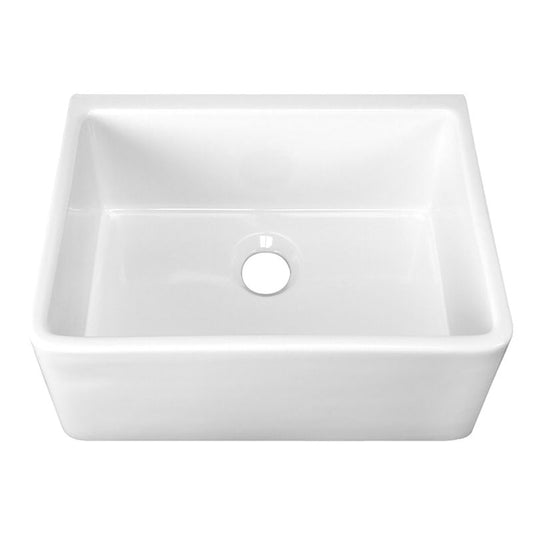 23.38" Fireclay Single-Basin Farmhouse Apron Kitchen Sink in Gloss White (23.38" x 18.75" x 8.75")
