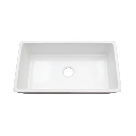 36.13" Fireclay Single-Basin Farmhouse Apron Kitchen Sink (with Mounting Hardware) in Gloss White (36.13" x 18" x 10")