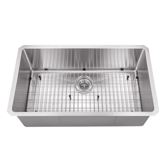 32" Single-Basin Undermount Kitchen Sink in Brushed Stainless Steel (32" x 19" x 10")