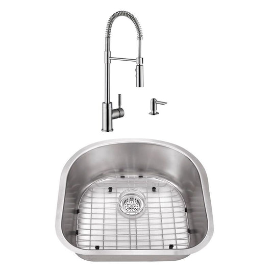 23.25" 18G D-Shape Stainless Steel Utility Sink and Industrial Faucet