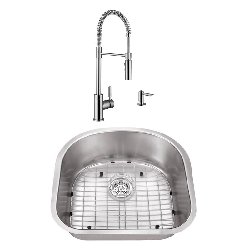 23.25' 18G D-Shape Stainless Steel Utility Sink and Industrial Faucet