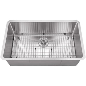 32' 16G Radius Corner Stainless Steel Kitchen Sink and Industrial Faucet