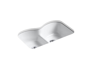 Langlade 35.25' x 23.88' x 12.5' Enameled Cast Iron Double Basin Undermount Kitchen Sink in White