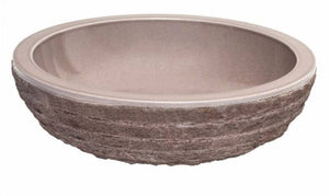 20' Lava Rock Circular Vessel Bathroom Sink in Taupe from Wauld Collection