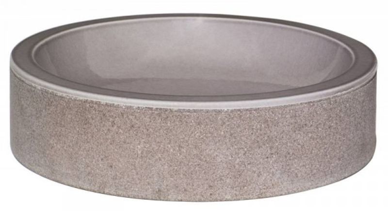 20' Lava Rock Cylinder Vessel Bathroom Sink in Taupe from Wauld Collection