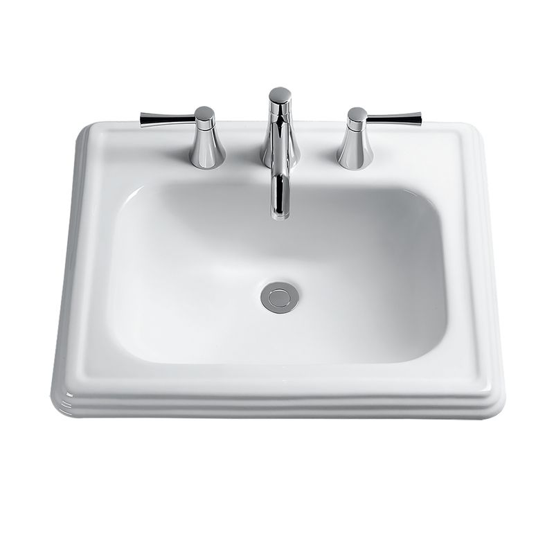 Vitreous China Rectangle Drop-In Bathroom Sink in Cotton White (for 4' Center Faucets) from Promenade Collection (22.5' x 18.75' x 8.31')
