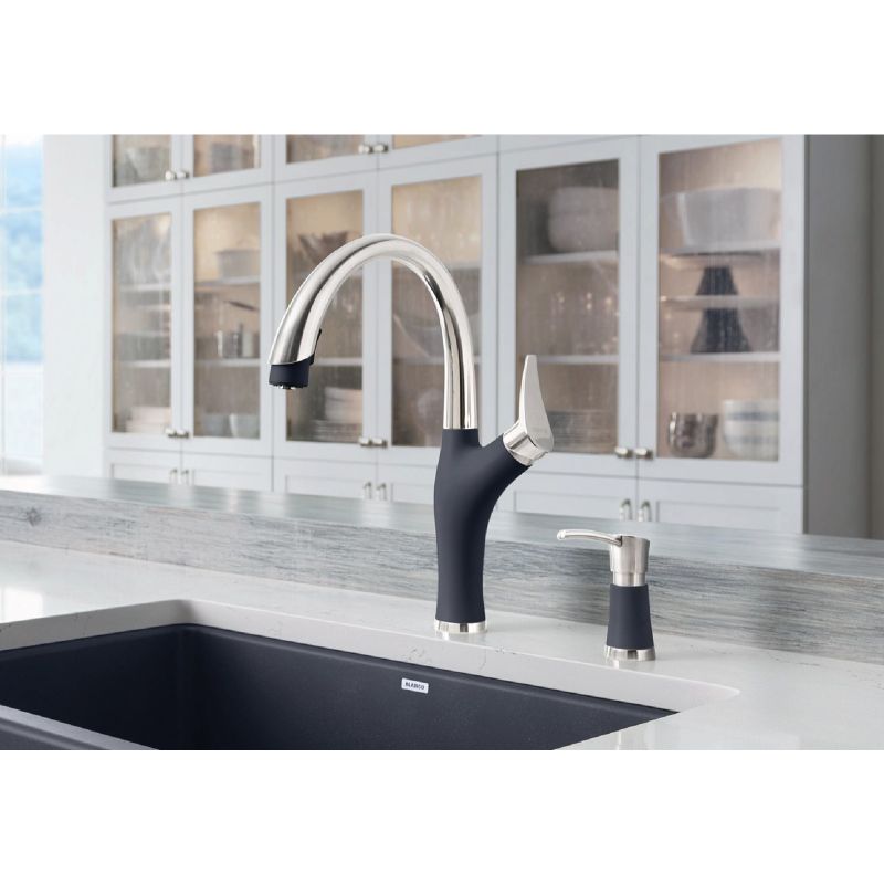 Artona Single-Handle Pull-Down Kitchen Faucet in Anthracite and Stainless