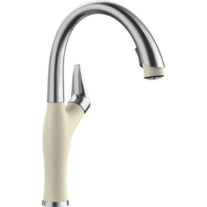 Artona Single-Handle Pull-Down Kitchen Faucet in Biscuit and Stainless - 1.5 gpm