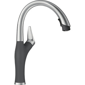 Artona Single-Handle Pull-Down Kitchen Faucet in Cinder and Stainless