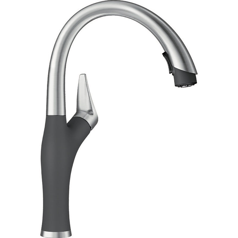 Artona Single-Handle Pull-Down Kitchen Faucet in Cinder and Stainless