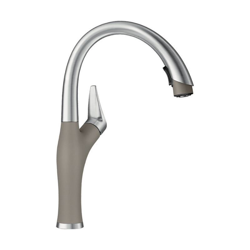 Artona Single-Handle Pull-Down Kitchen Faucet in Truffle and Stainless