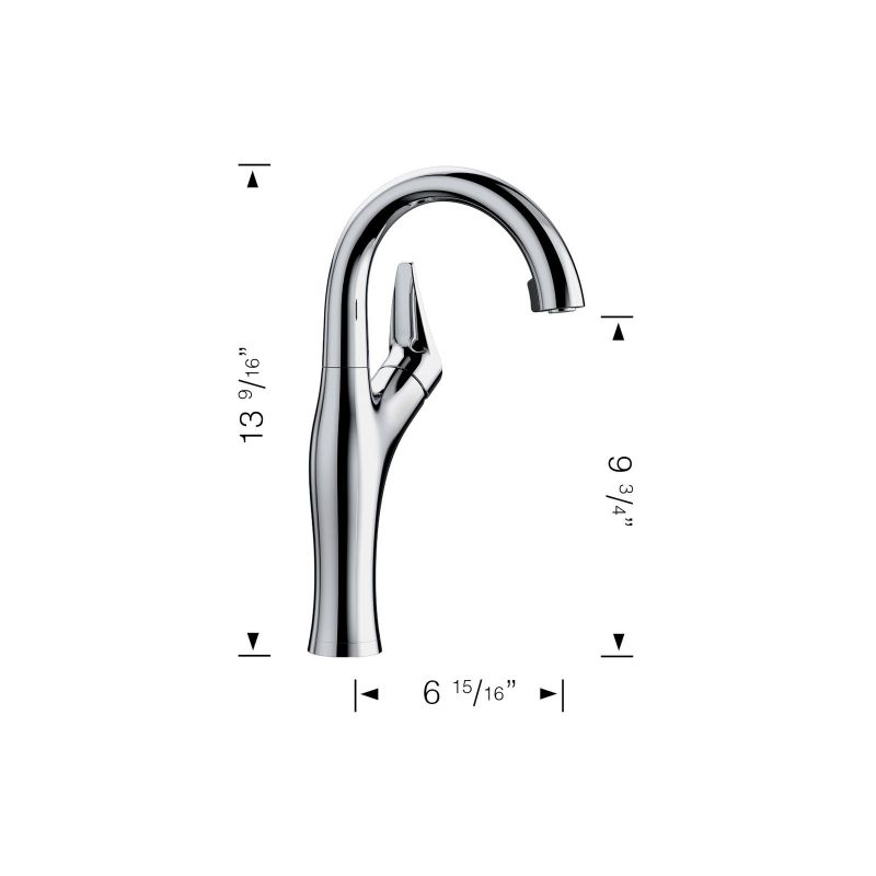 Artona Single-Handle Pull-Down Bar Faucet Kitchen Faucet in Polished Chrome
