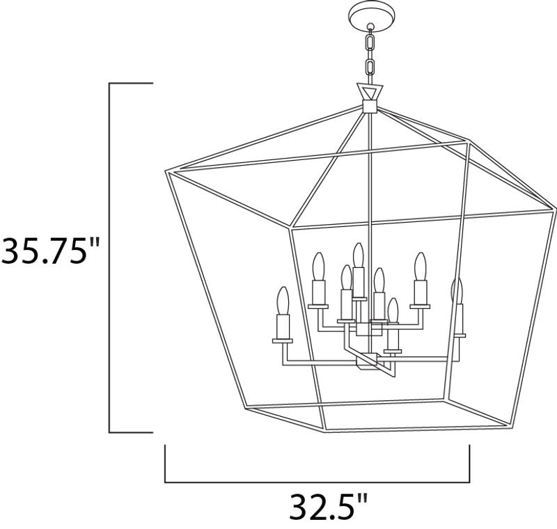 Abode 32.5' 8 Light Multi-Tier Chandelier in Textured Black and Polished Nickel
