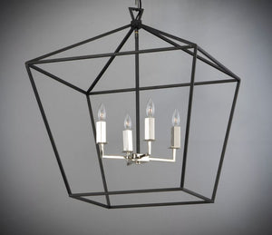 Abode 24.5' 4 Light Multi-Light Pendant/Chandelier in Textured Black and Polished Nickel