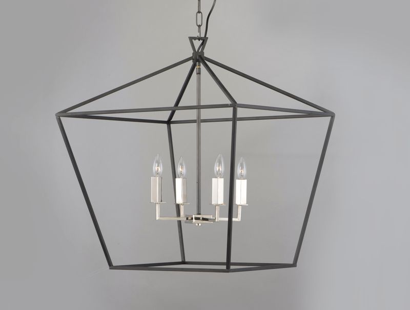 Abode 24.5' 4 Light Multi-Light Pendant/Chandelier in Textured Black and Polished Nickel