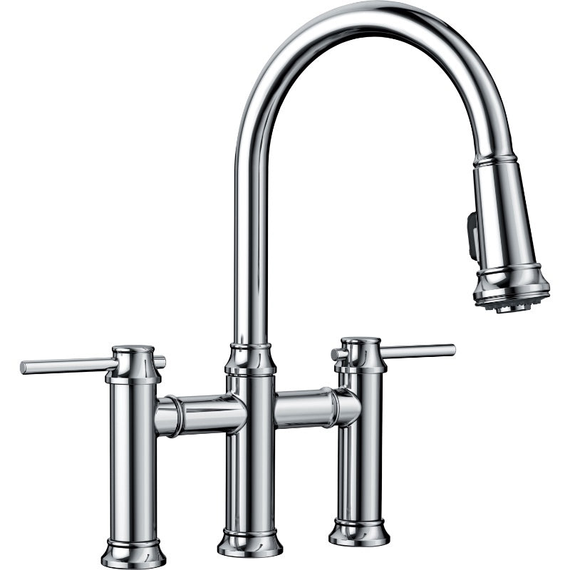 Empressa Two-Handle Pull-Down Kitchen Faucet in Polished Chrome