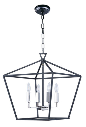Abode 17.75' 4 Light Single-Tier Chandelier in Textured Black and Polished Nickel