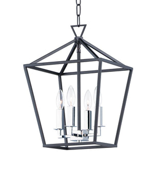 Abode 12' 4 Light Single-Tier Chandelier in Textured Black and Polished Nickel
