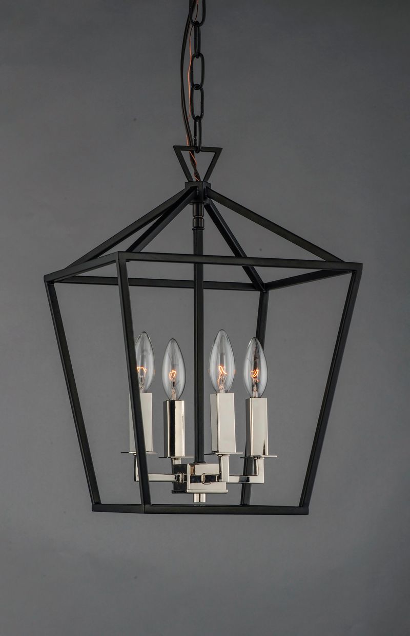 Abode 12' 4 Light Single-Tier Chandelier in Textured Black and Polished Nickel
