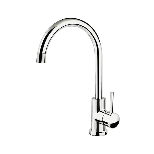 Modern Gooseneck Single-Handle Kitchen Faucet in Polished Chrome