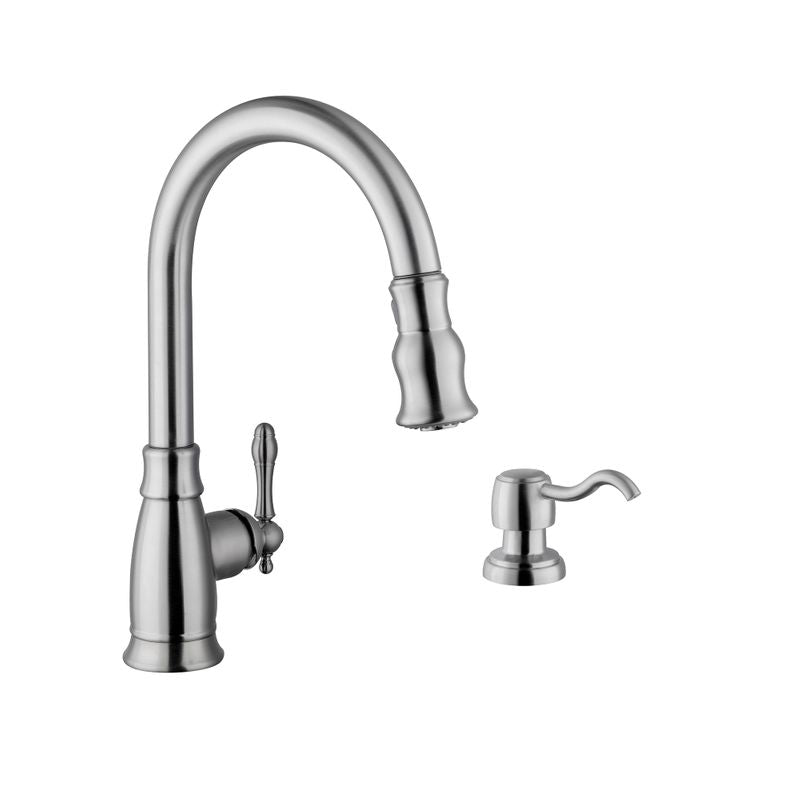 Traditional Single-Handle Pull-Down Kitchen Faucet in Brushed Nickel