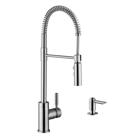 Industrial Single-Handle Pull-Down Kitchen Faucet in Brushed Nickel