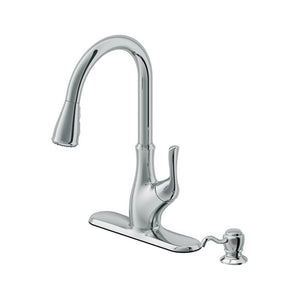 Transitional Single-Handle Pull-Down Kitchen Faucet in Polished Chrome