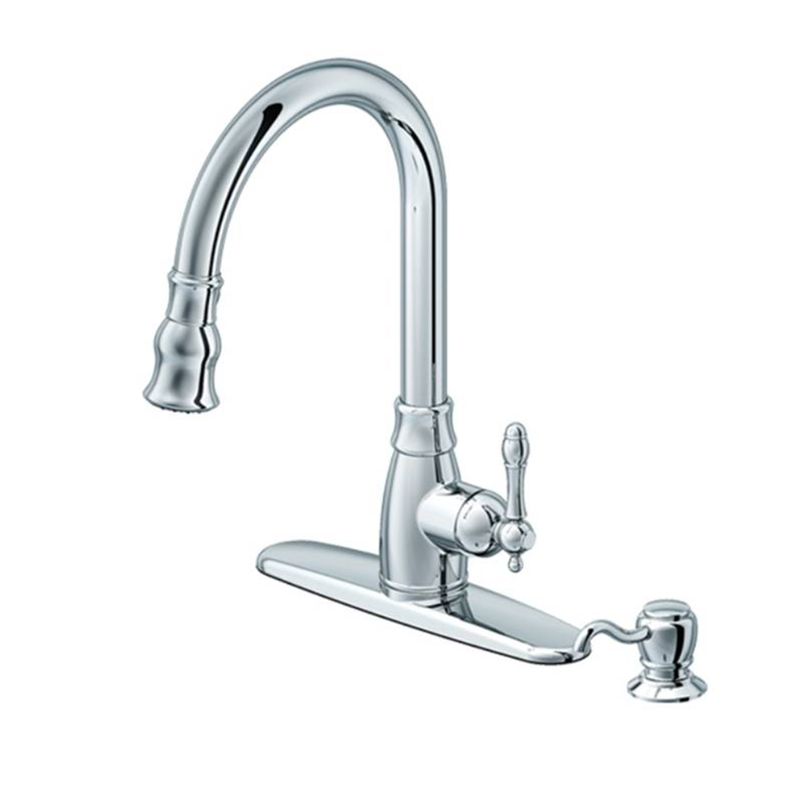 Traditional Single-Handle Pull-Down Kitchen Faucet in Polished Chrome