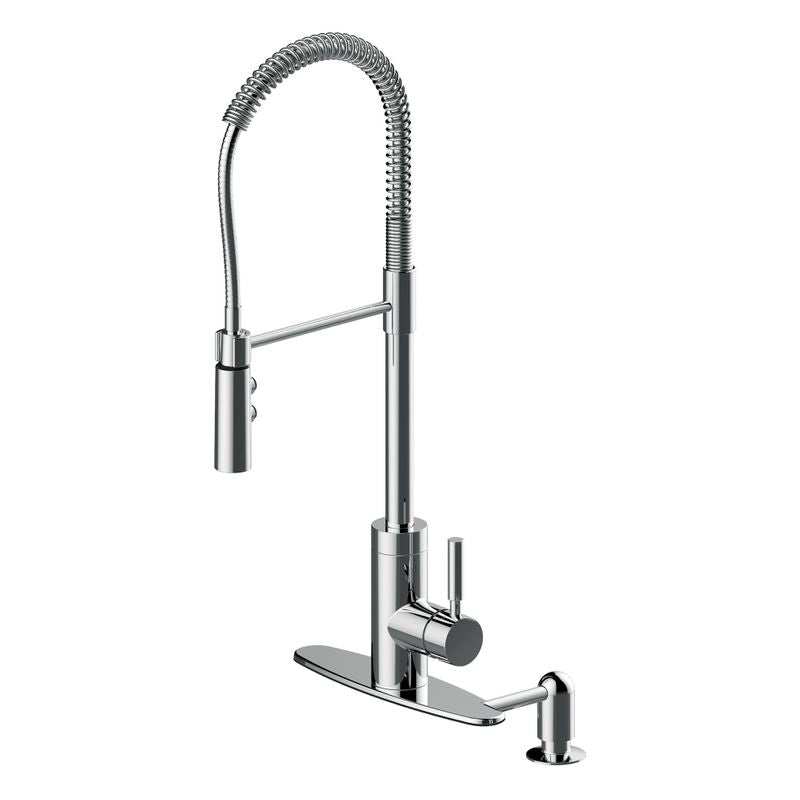 Industrial Single-Handle Pull-Down Kitchen Faucet in Polished Chrome