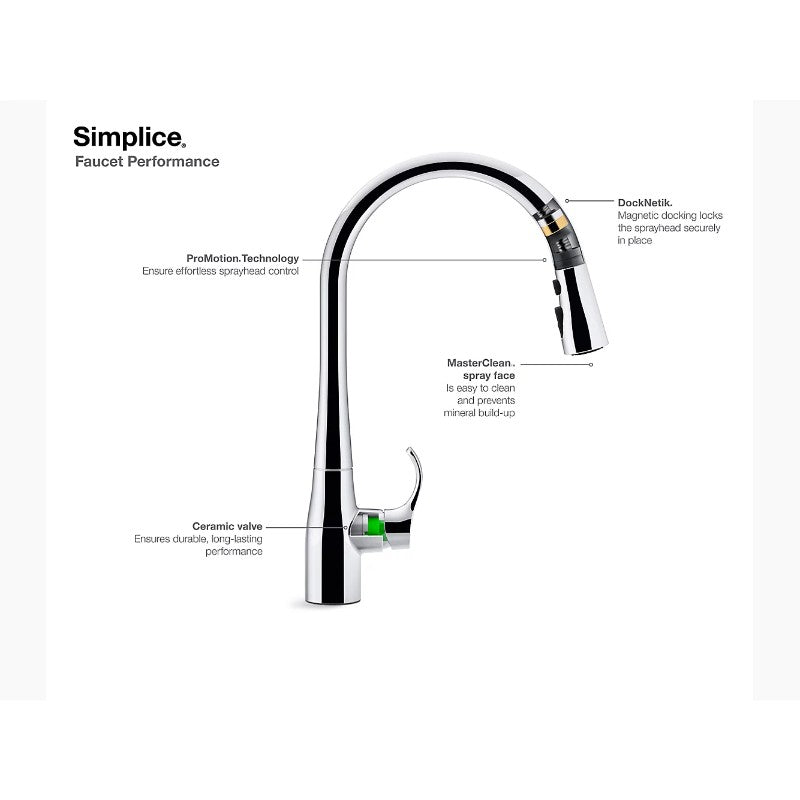 Simplice Pull-Down 16.63' Kitchen Faucet in Polished Chrome