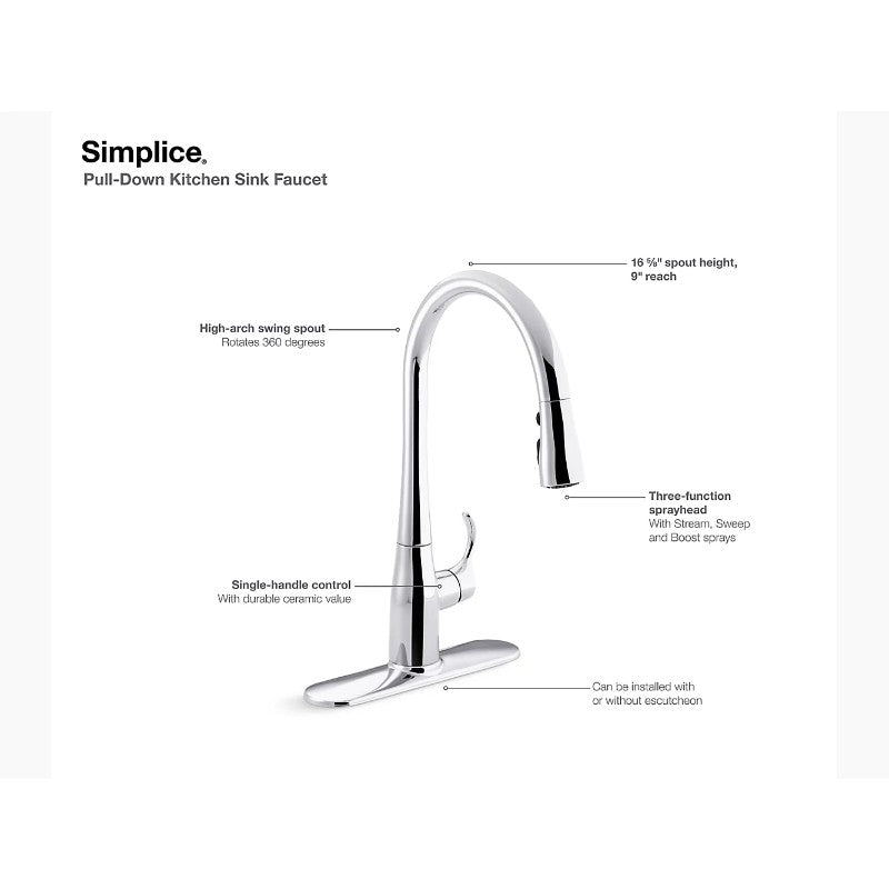 Simplice Pull-Down 16.63' Kitchen Faucet in Vibrant Stainless