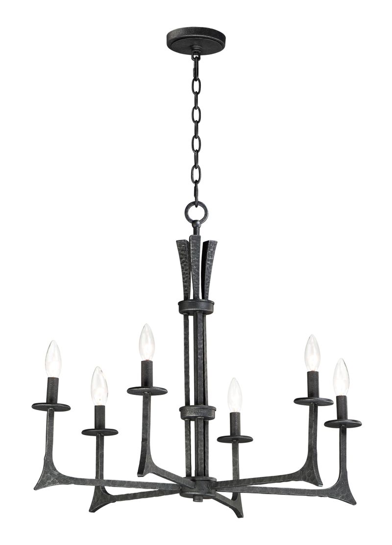 Anvil 29' 6 Light Single-Tier Chandelier in Natural Iron