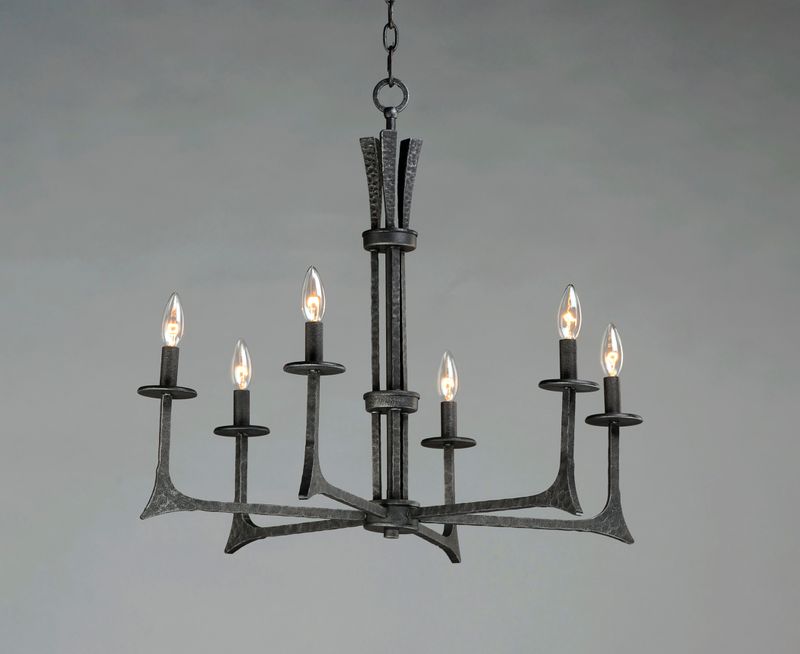 Anvil 29' 6 Light Single-Tier Chandelier in Natural Iron