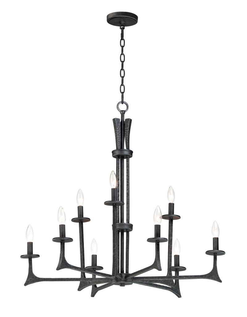 Anvil 34' 9 Light Multi-Tier Chandelier in Natural Iron