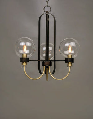 Bauhaus 20' 3 Light Chandelier in Bronze and Satin Brass