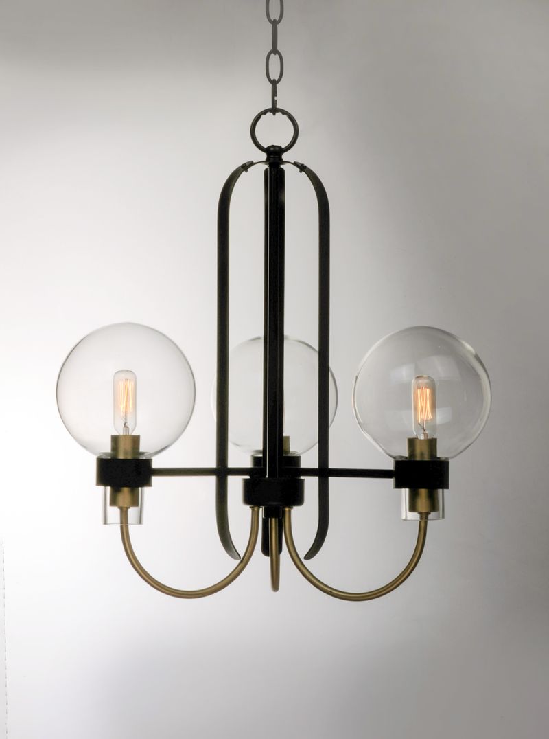 Bauhaus 20' 3 Light Chandelier in Bronze and Satin Brass