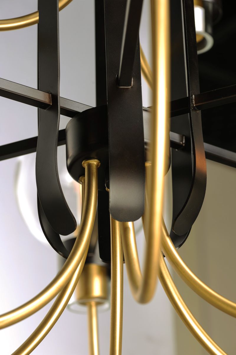 Bauhaus 24' 5 Light Chandelier in Bronze and Satin Brass