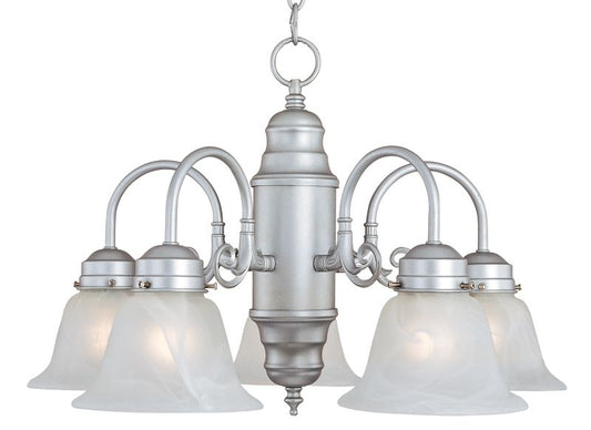 Builder Basics 23" 5 Light Down Light Chandelier in Satin Nickel