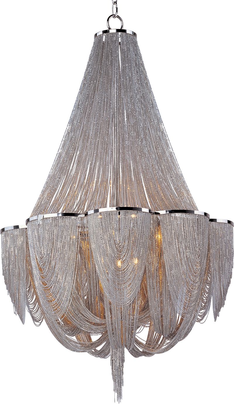 Chantilly 27' 12 Light Single-Tier Chandelier in Polished Nickel