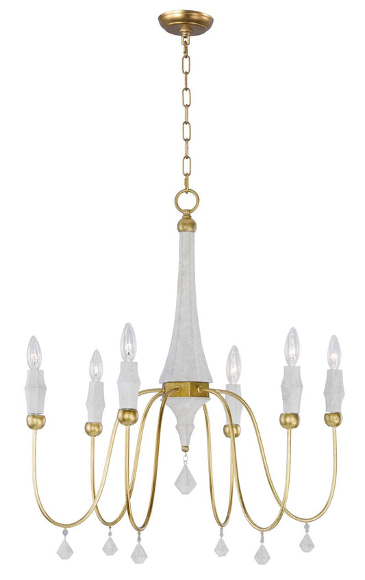 Claymore 28" 6 Light Chandelier in Claystone and Gold Leaf