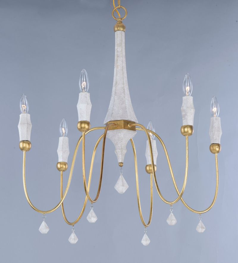 Claymore 28' 6 Light Chandelier in Claystone and Gold Leaf