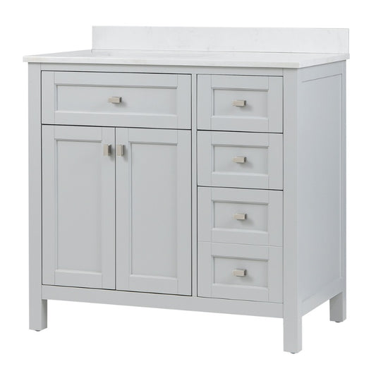 Juniper Dove Grey Freestanding Vanity Cabinet (36" x 34.5" x 21")
