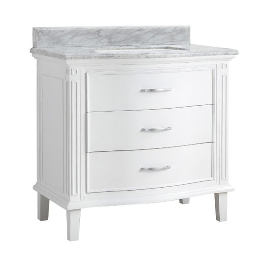 Mira White Freestanding Vanity Cabinet (36" x 34.5" x 21.88")