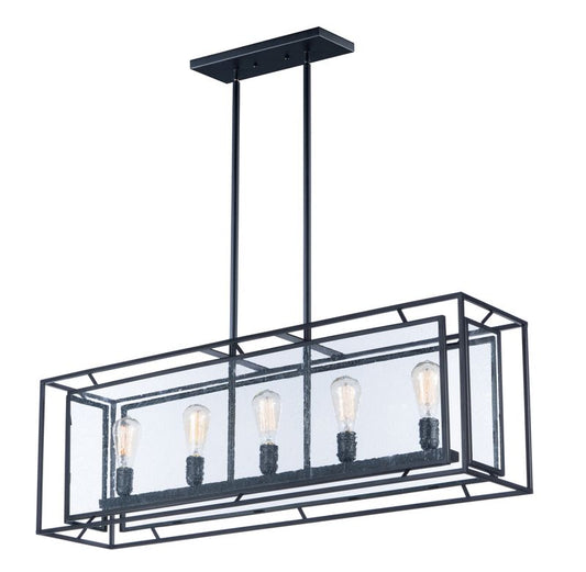 Era 13.75" Linear Pendant with 5 Lights with bulbs included - Black